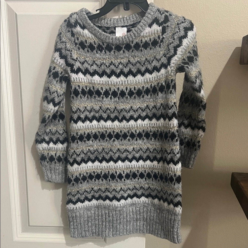 Cat & Jack Gray and Black Patterned Sweater Dress